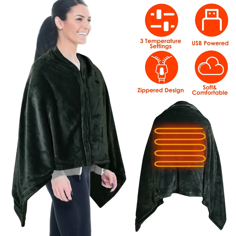USB Heated Blanket Electric Heated Blanket Heated Poncho Shawl — photo 2