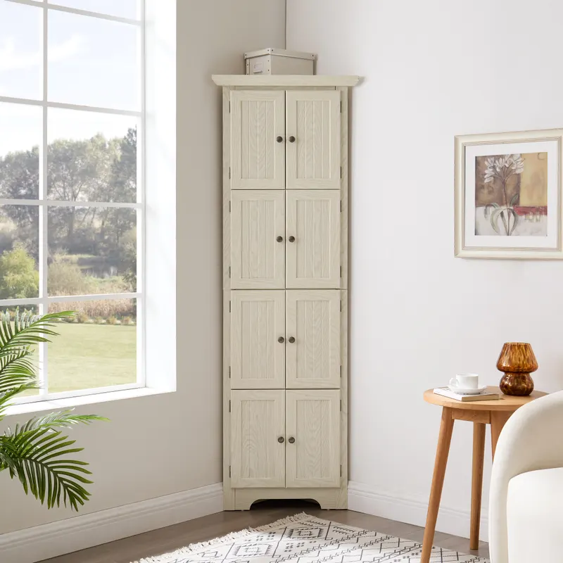 4-Tier 72 Corner Kitchen Pantry Storage Cabinet with 8 Doors