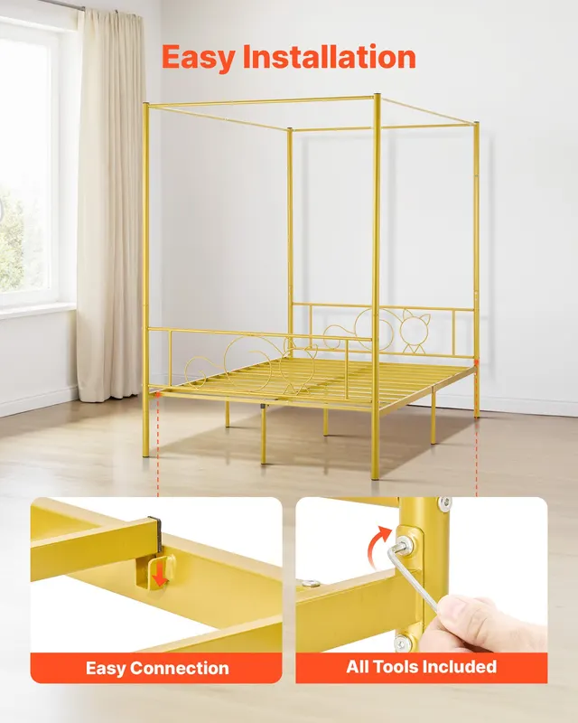 Full Size Canopy Bed Frame β Metal Canopy Bed with Minimalist β photo 2