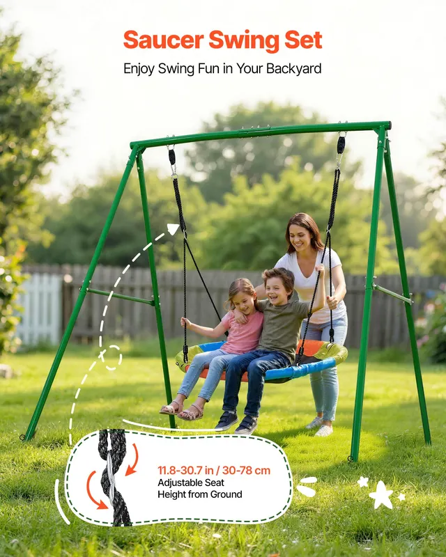 Swing Set for Backyard — 40 in Saucer Swing Seat with Heavy Duty — photo 2