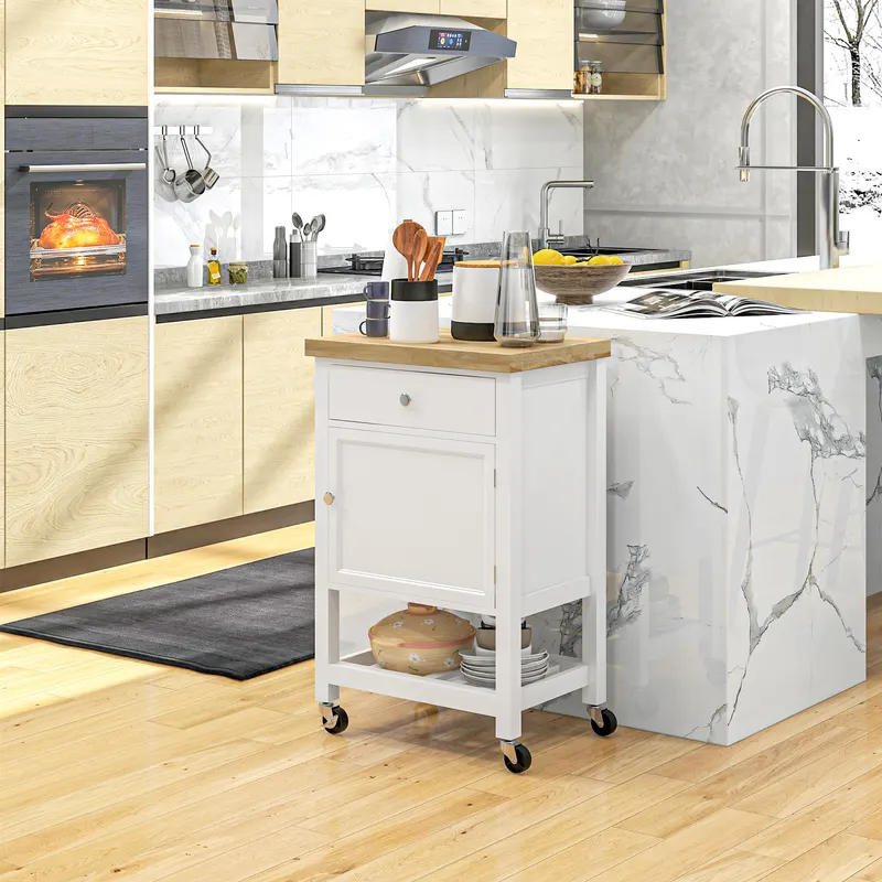 Kitchen Island on Wheels — Rolling Kitchen Cart with Rubberwood — photo 5