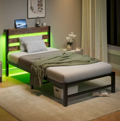 Twin Size Bed Frame Heavy Duty Platform Bed Frame with Headboard