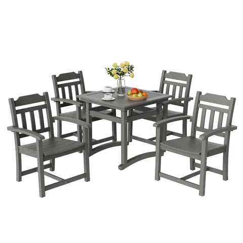 5 Pieces Patio Dining Set — Outdoor Square Furniture Table