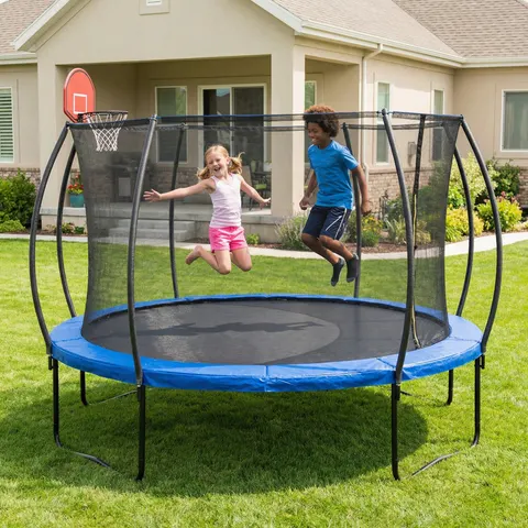 14 FT Pumpkin Trampoline — Outdoor Trampoline with Basketball