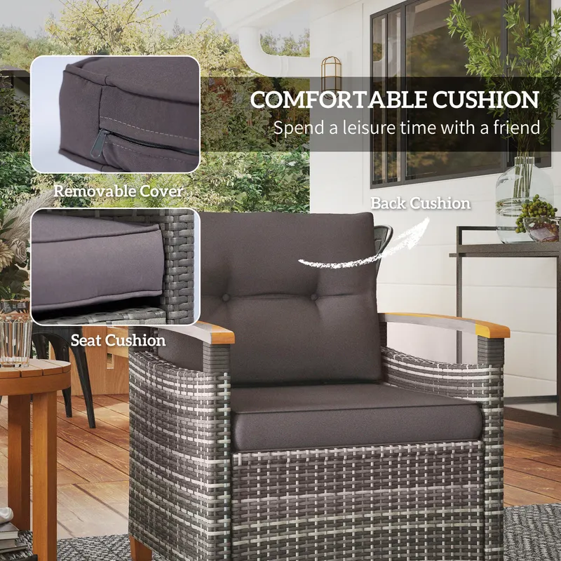 Outdoor Bistro Set Wicker Patio Furniture with Cushions — photo 8