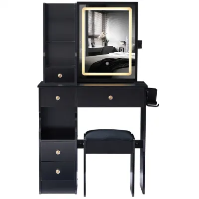 29.2 Small Size Left Drawer Desktop Vanity Table Cushioned Stool — photo 3