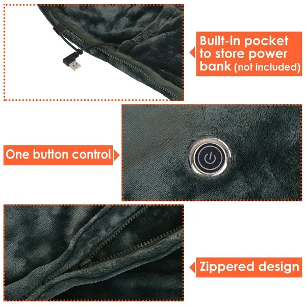 USB Heated Blanket Electric Heated Blanket Heated Poncho Shawl — photo 4