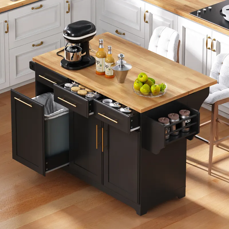 K & K 59.3 Kitchen Island with Storage 2 Pull Out Cabinet — photo 3