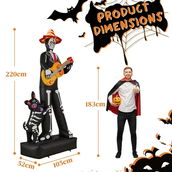 7.3ft Ghostly Musician with Dog β photo 5