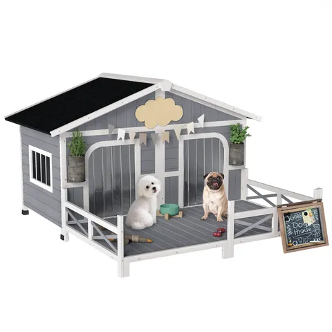 Dog House Outdoor β Wooden Dog Kennel Weatherproof with Porch