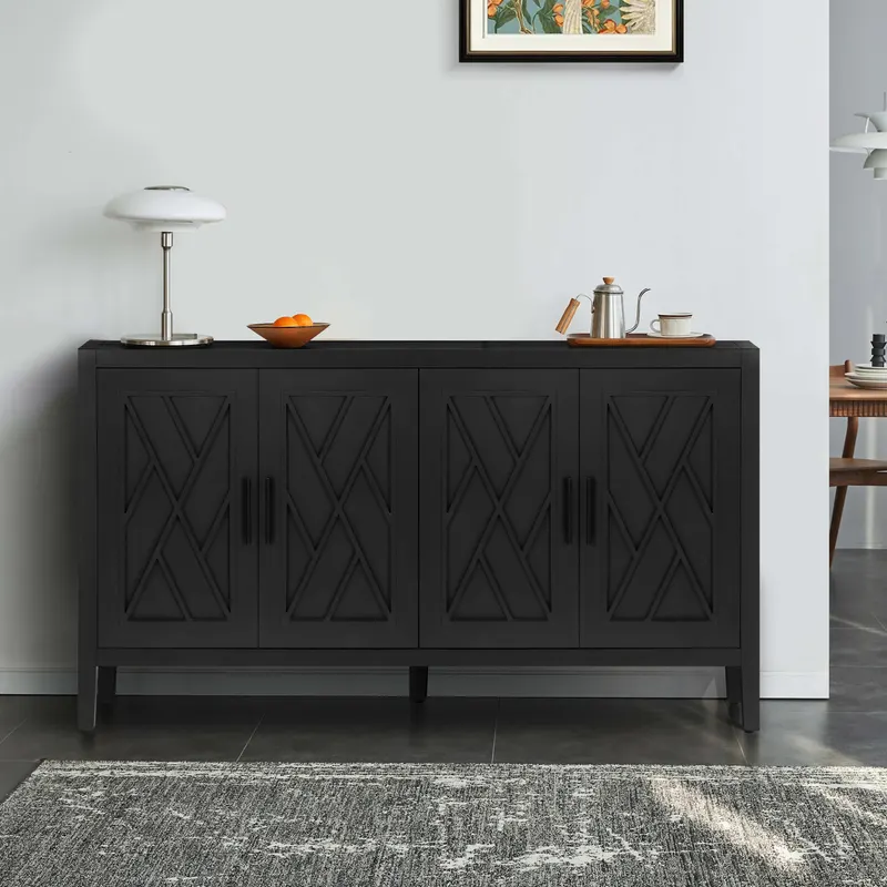 60 Inches Modern Farmhouse Accent Cabinet with 4 Doors — photo 5