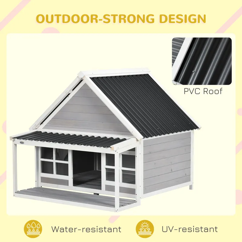 Wooden Dog House with Porch — Dog House Outdoor with Tilt Roof — photo 5