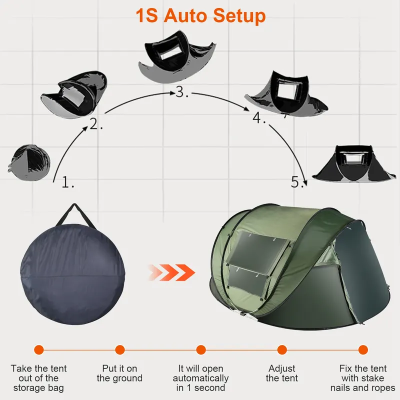 5-8 Person Tent Automatic Setup Camping Tent Waterproof Instant β photo 7