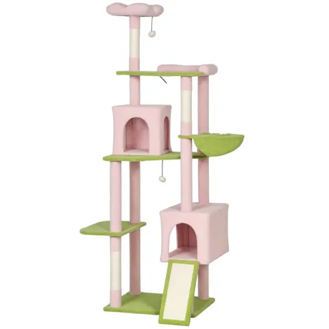 74" Flower Cat Tree — Large Cat Tower with Scratching Post