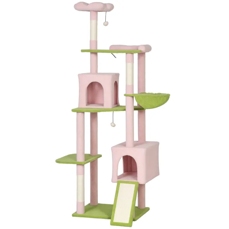 74" Flower Cat Tree — Large Cat Tower with Scratching Post