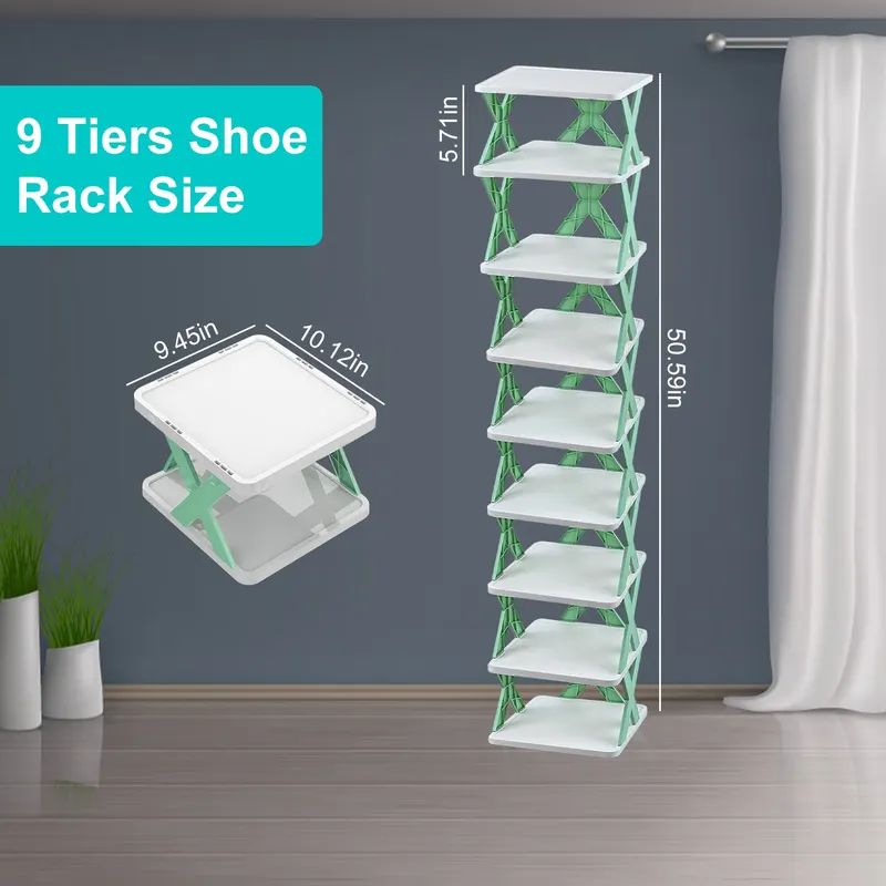 9Tier Narrow Entryway Shoe Rack for Entrydoor Plastic Vertical — photo 2