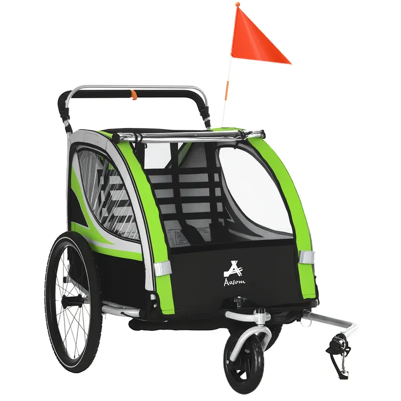 2-in-1 Walk/ride Child Baby Bike Trailer for Kids 2 Seater