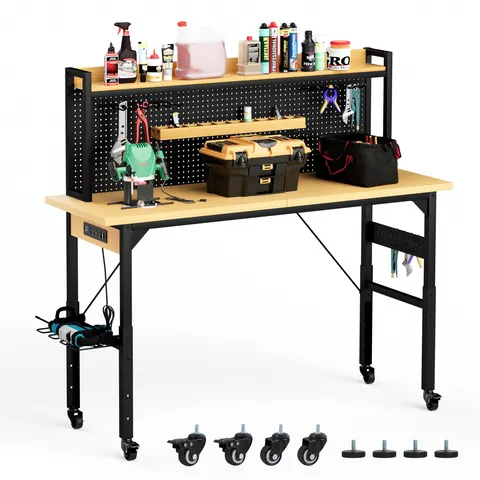 71 Adjustable Workbench with Pegboard