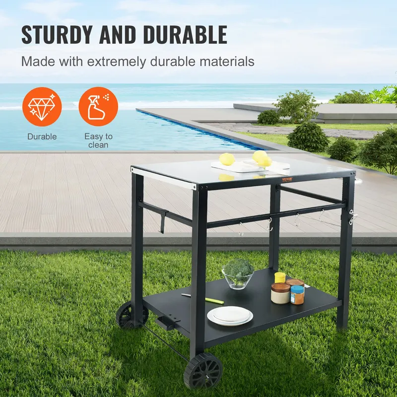 Outdoor Grill Dining Cart with Double-shelf — photo 3