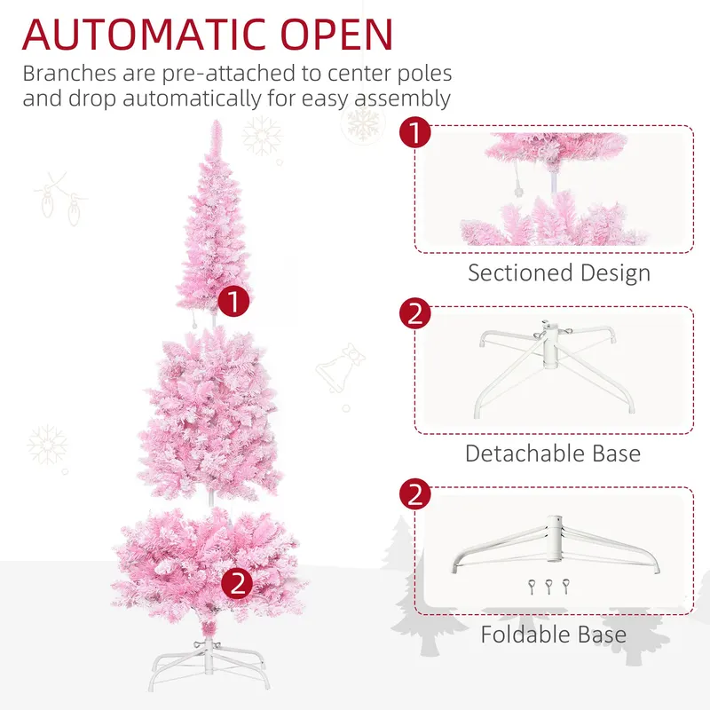 6 Foot Prelit Snow Flocked Artificial Christmas Tree with Pencil — photo 6
