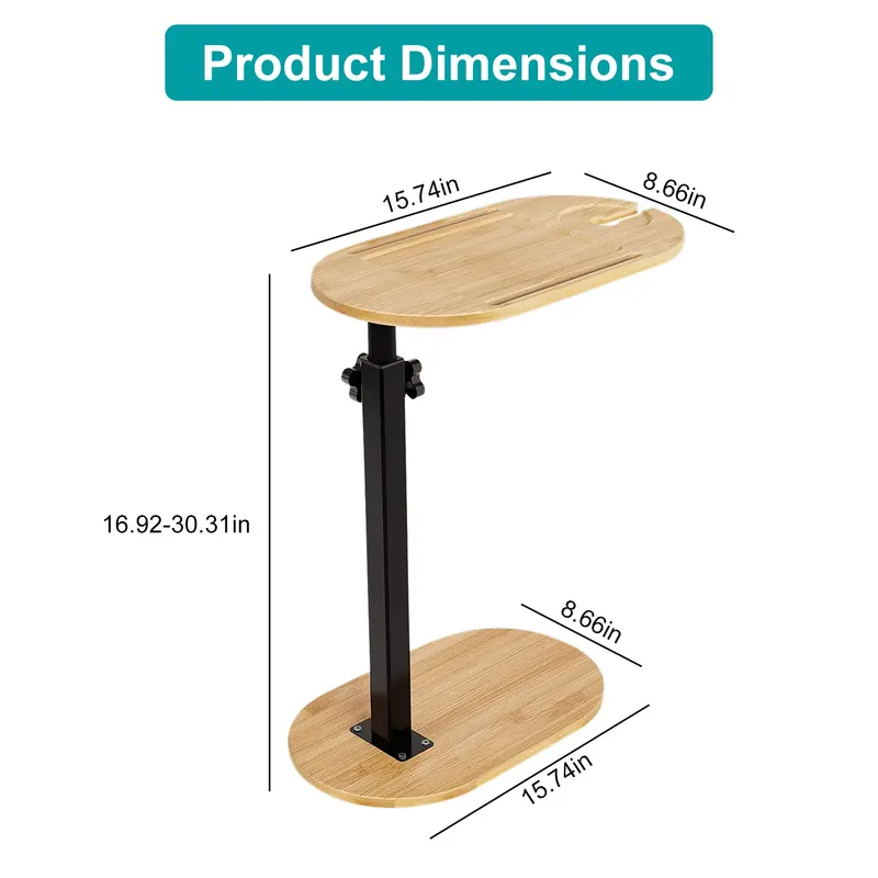 C-shaped Bathtub Tray Table with Adjustable Height 360Degree β photo 5