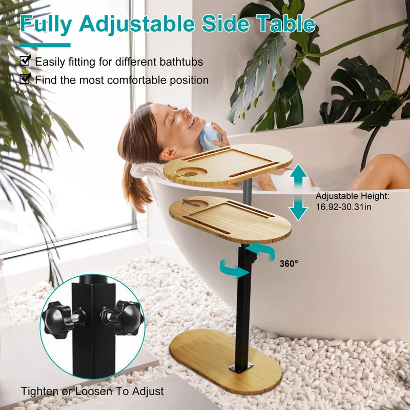 C-shaped Bathtub Tray Table with Adjustable Height 360Degree β photo 6