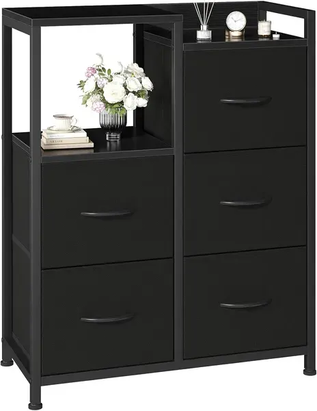5 Drawer White Dressers for Bedroom 2 Tier Shelf Shelf Small — photo 2