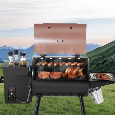 Grills & Outdoor Cooking: Wood Pellet Grill Smoker Outdoor Electric BBQ Grills 456 Sq.in