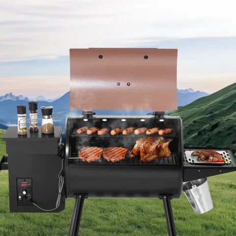 Wood Pellet Grill Smoker Outdoor Electric BBQ Grills 456 Sq.in