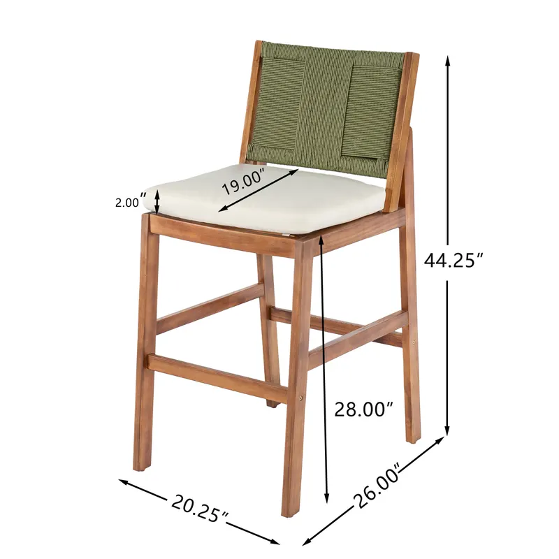 Outdoor Acacia Wood Bar Stools Set of 2 — photo 5