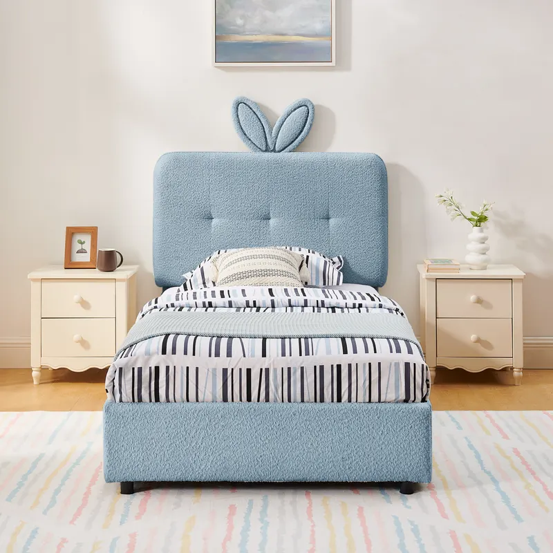 Twin Size Kids Upholstered Bed with Oversized Rabbit Ear — photo 5