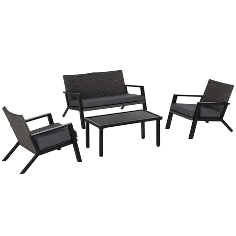4 Piece Patio Furniture Set β 2 PE Wicker Chairs
