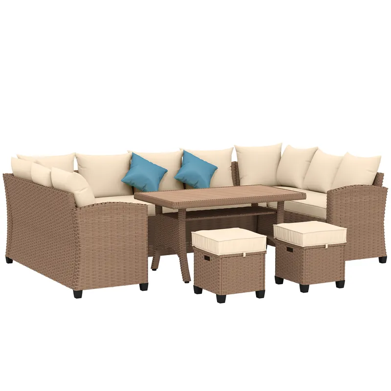 6 Piece Patio Furniture Set — PE Wicker Outdoor Furniture