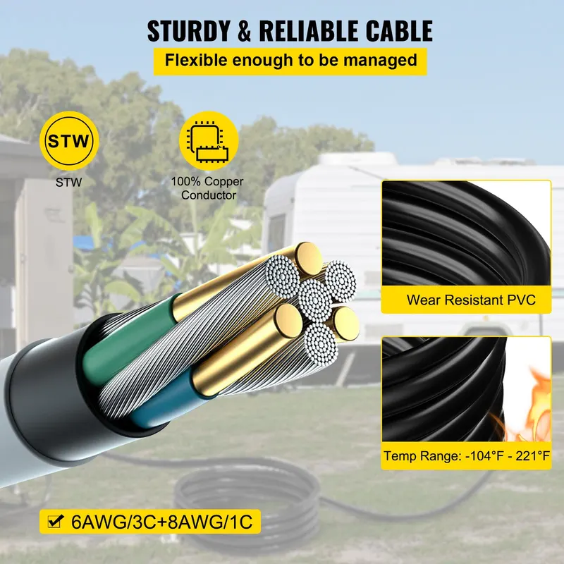 20Ft 50 Amp Generator Extension Cord STW 6/3 + 8/1 Generator — photo 3