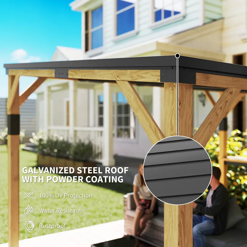 Wooden Gazebo — Hardtop Lean-to Gazebo Pergola with Galvanized — photo 4