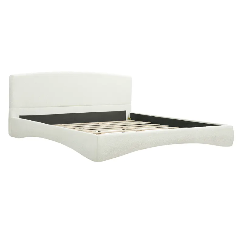 Curved Upholstered Bed with Smart Ambient Lighting β photo 4