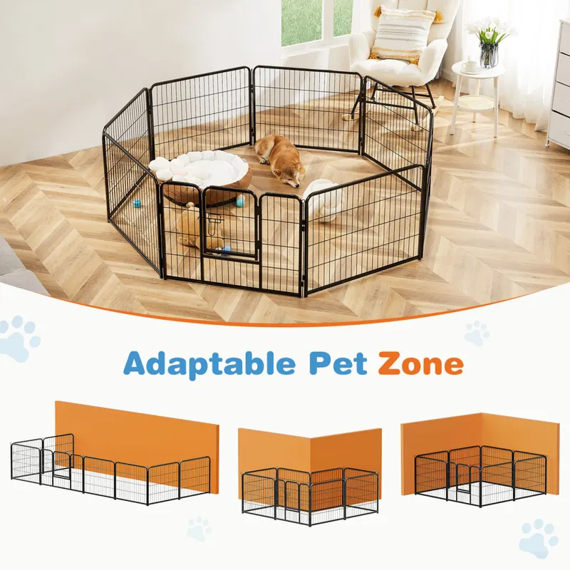 Dog Playpen Indoor Fence Height Metal Exercise Pen with Door — photo 3