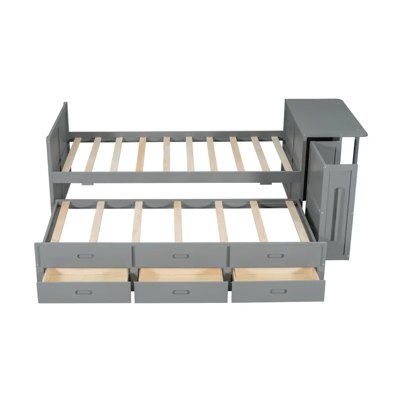 Twin Size Multifunctional Wood Platform Bed with Desk — photo 4
