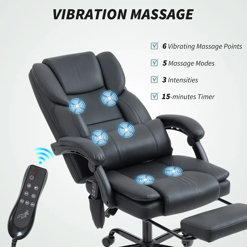 Office Chair with Massage β Pet-friendly Faux Leather Reclining β photo 3