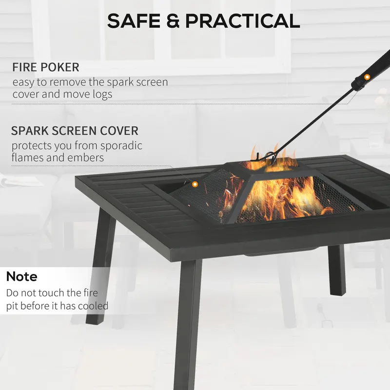 34" Fire Pit with Grill — Metal Outdoor Wood Burning Firepit — photo 3