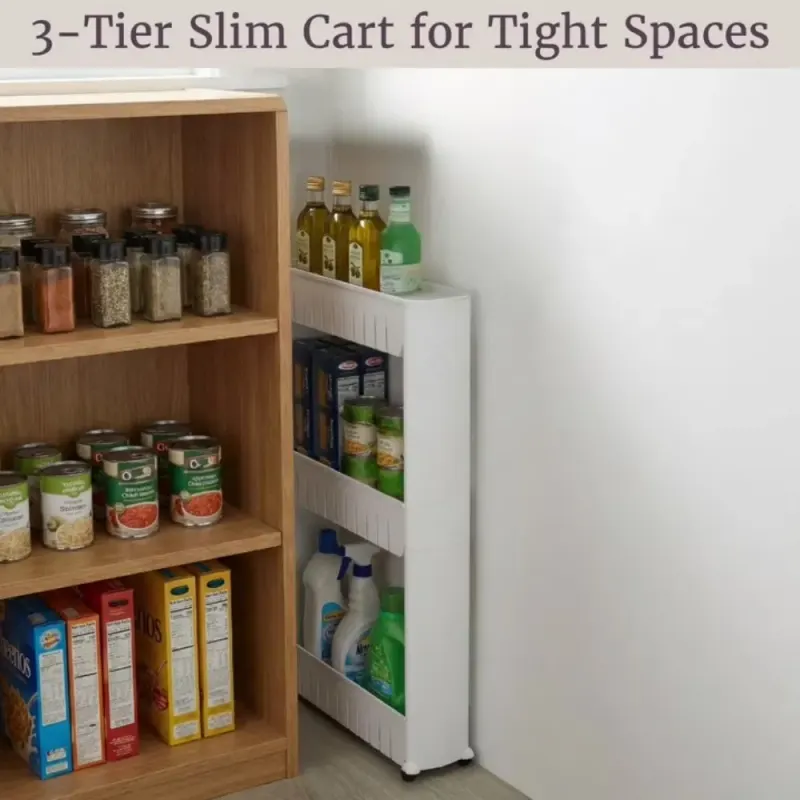 3-Tier Rolling Cart for Kitchens and Laundry Rooms (white) — photo 4