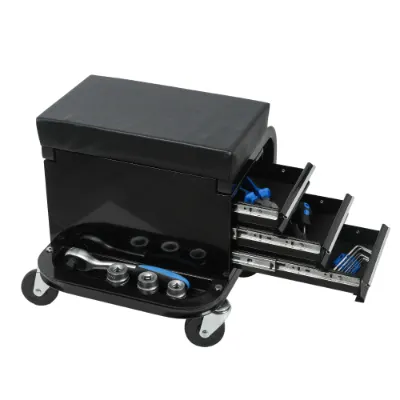 Rolling Creeper Garage Shop Seat with Three Built-in Drawers