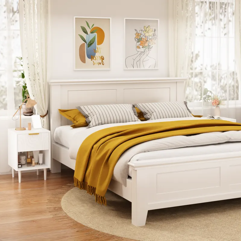 22.83'' H Modern White Nightstand with One Drawer and Open Shelf — photo 3