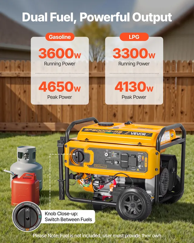 Portable Generator — Gasoline 4650W Peak Watt & LPG 4130W Peak — photo 2