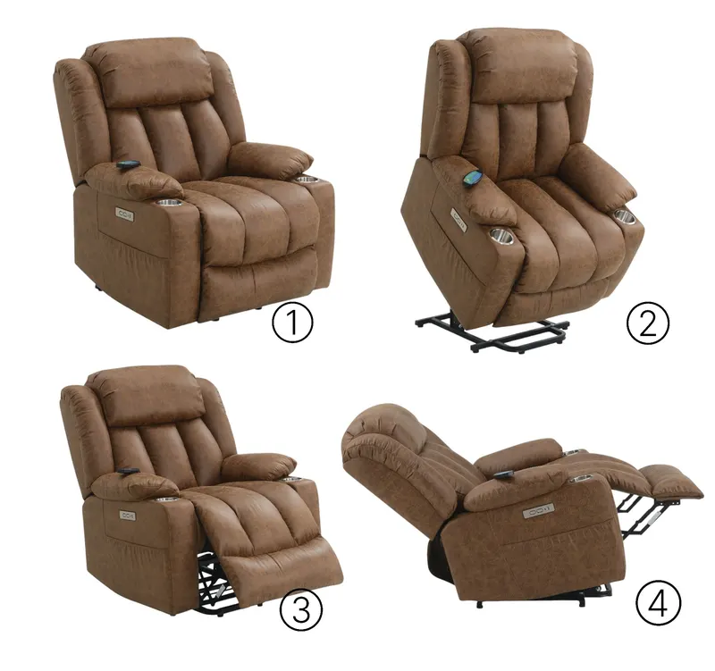 Pacay Brown Leather Aire Power Motion Recliner with Lift — photo 5