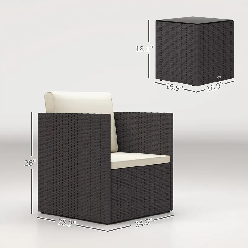 Folding Wicker Bistro Set — 3 Piece Patio Furniture Set — photo 5