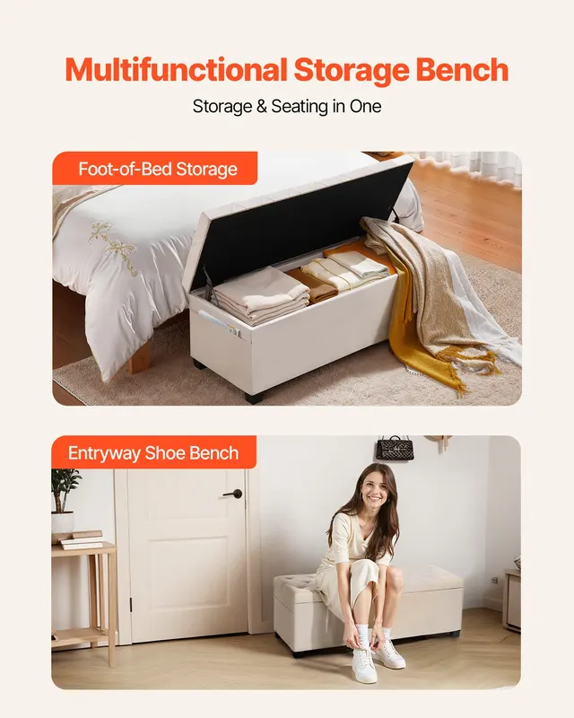 Storage Ottoman Bench β Button-tufted End of Bed Bench with Side β photo 2