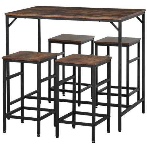 5-Piece Industrial Dining Table Set