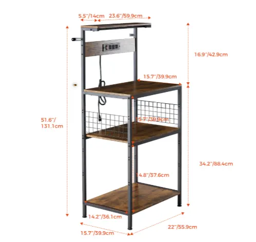 Kitchen Bakers Rack with Power Outlet — photo 7