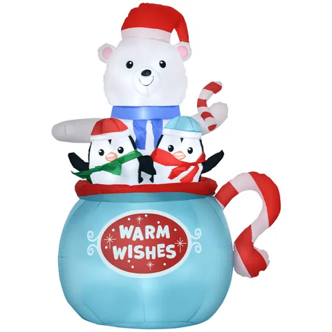 5ft Christmas Inflatables Outdoor Decorations Blessed Polar Bear